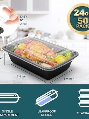 WGCC Meal Prep Containers 50 Pack Extrathick Food Storage Containers