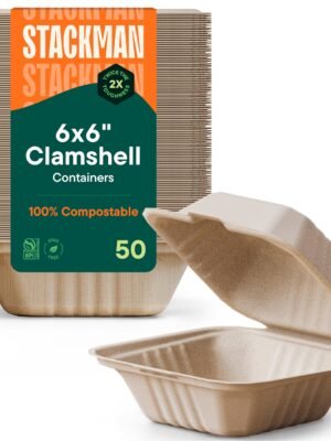 81PaB71lN7L Compostable Clamshell Take Out Food Containers 50Pack HeavyDuty Quality