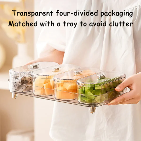 sg-11134201-7renp-m8o65cfhgfr4aa.webp Square Plastic Divided Serving Tray With Cover Snack Storage Box Dustproof Moisture Proof