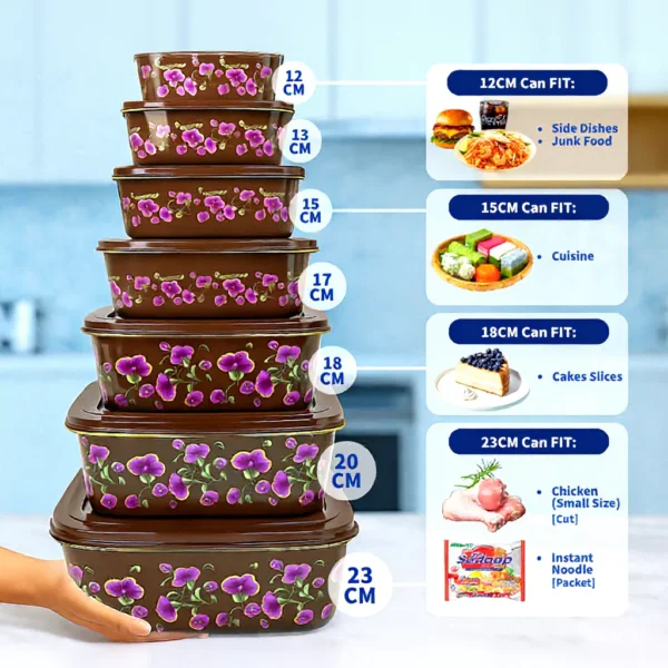 Food ContainerFood Storage Kitchenware Food Container With Floral Flower Print